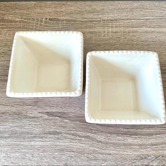 Set-of-2 Square Christmas Bowls Decor - by Savino Designs - RARE PATTERN - Picture 3 of 7